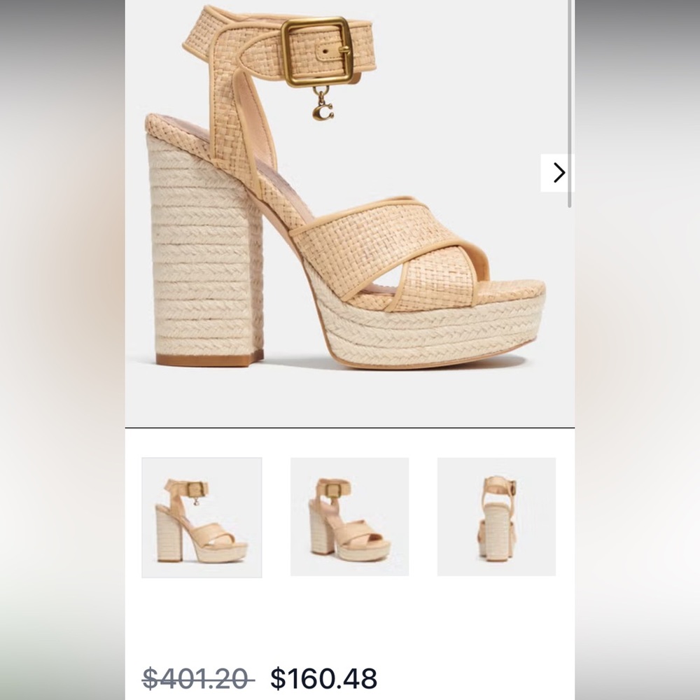 Coach Nelly Raffia Platform Sandals - EUC SIZE 9.5